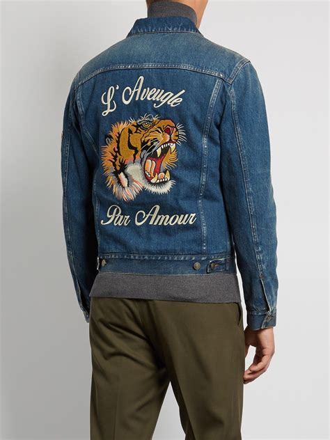 tiger gucci hat|gucci tiger denim jacket.